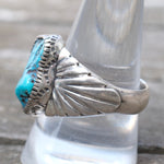 Vintage Sterling Turquoise Stamped Band Ring 10.25