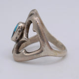 Vintage Sterling Silver Sandcast Turquoise Ring 7.75