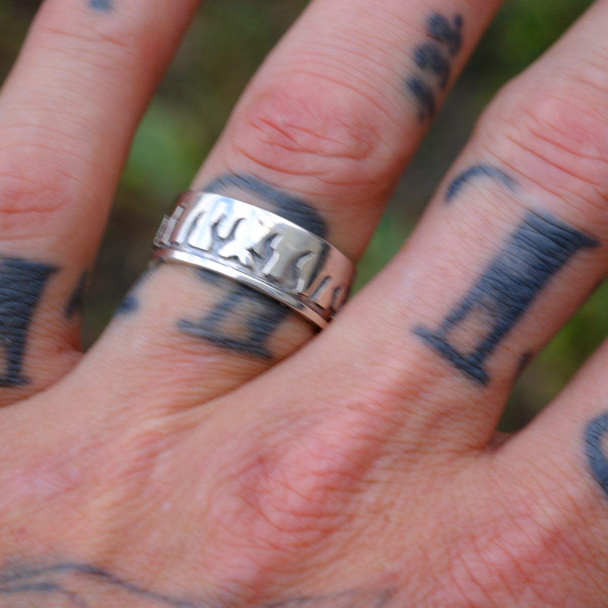 Sterling Silver Flame Band Ring 9