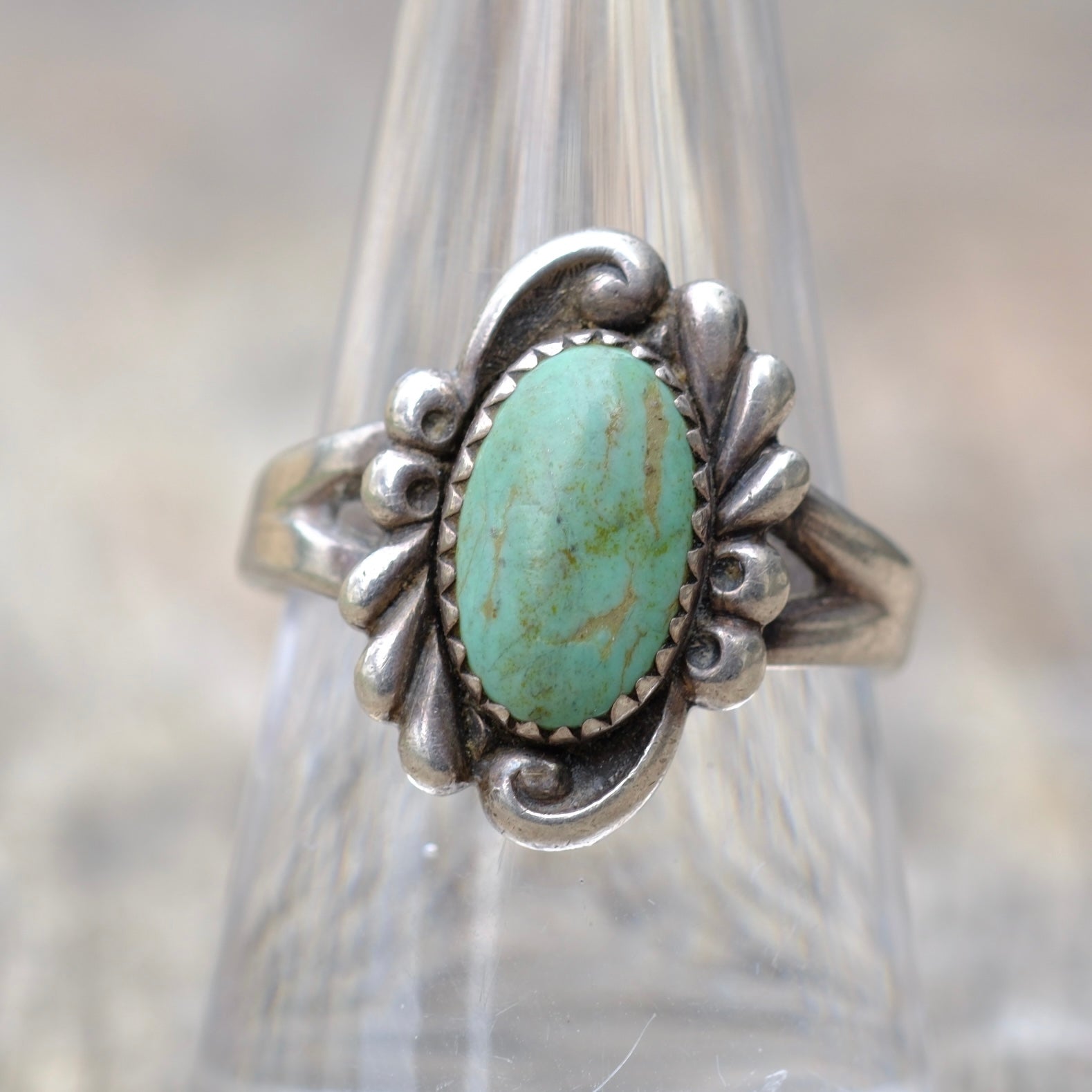 Vintage Sterling Turquoise Ring 8.5