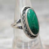 Vintage Sterling Malachite Ring 6.25