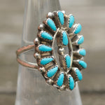 Vintage Sterling Turquoise Cluster Ring 6