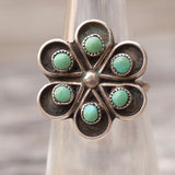 Vintage Sterling Turquoise Cluster Ring 4.5