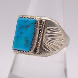 Vintage Sterling Turquoise Stamped Band Ring 9