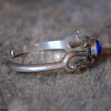 Vintage Sterling Lapis Sandcast Cuff Bracelet 6"