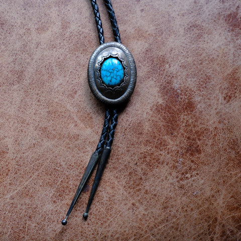 Vintage Sterling Turquoise Bolo Tie