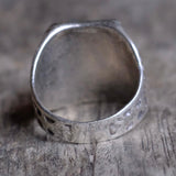 Vintage Sterling Malachite Thunderbird Ring 10.25