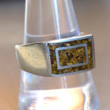 Vintage Sterling Tigers Eye Chip Inlay Ring 10.75