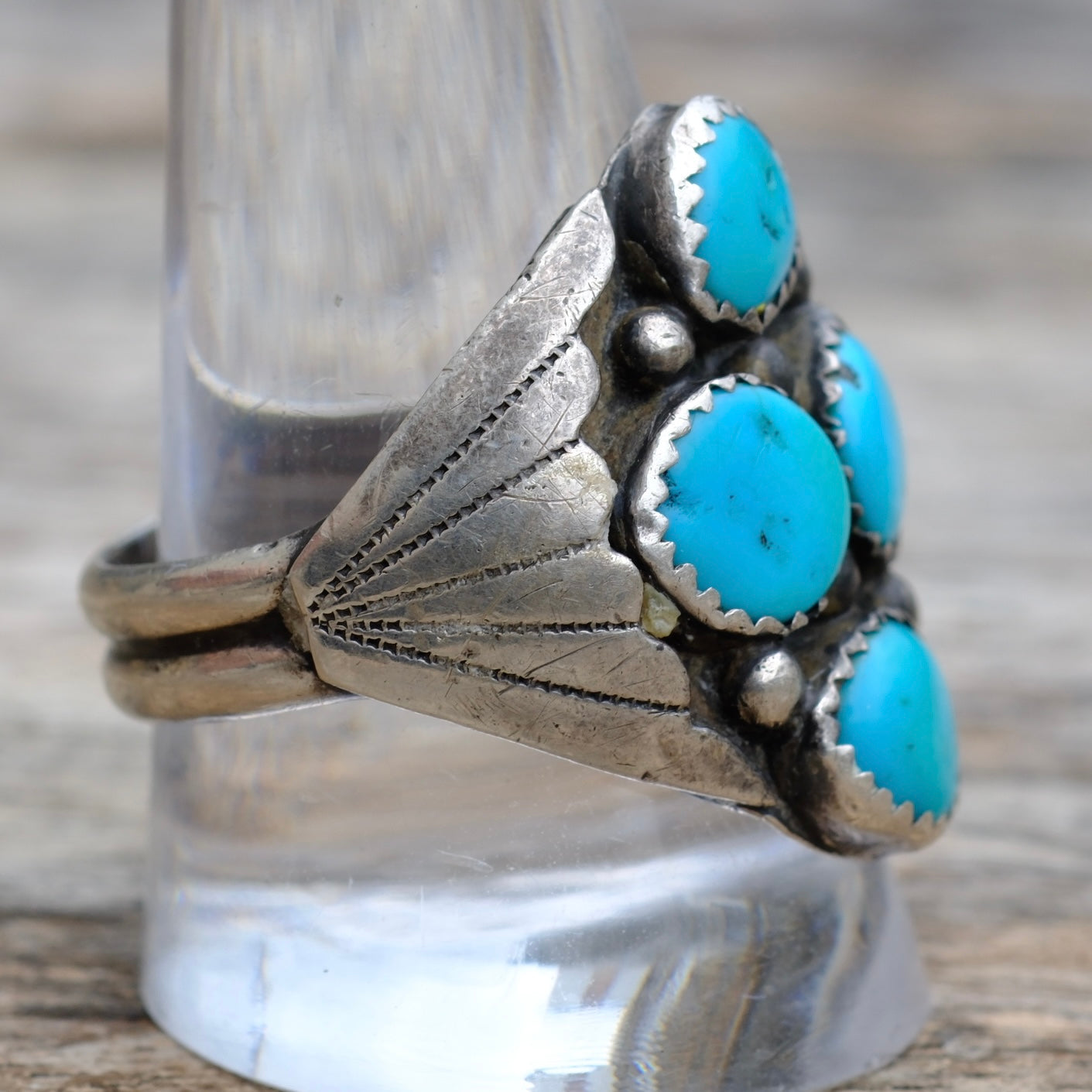 Vintage Sterling 4-Stone Turquoise Ring 12