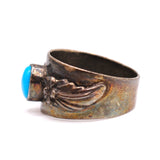 Vintage Sterling Turquoise Floral Band 9.75