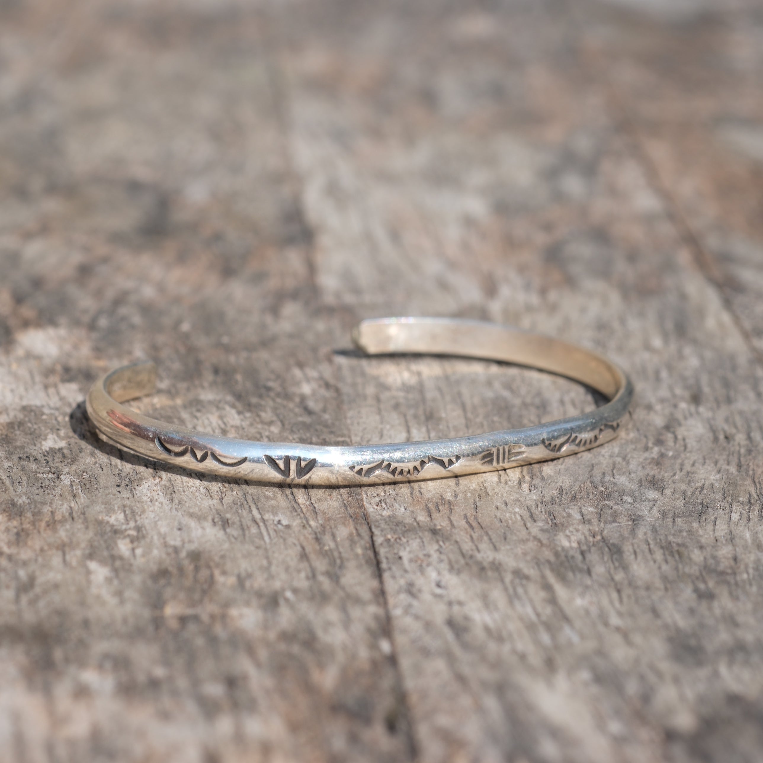 Vintage Sterling Silver Snake Stamped Cuff