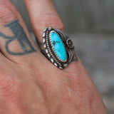 Vintage Sterling Turquoise Feather Ring 7.75