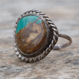 Vintage Sterling Turquoise Roper Ring 4