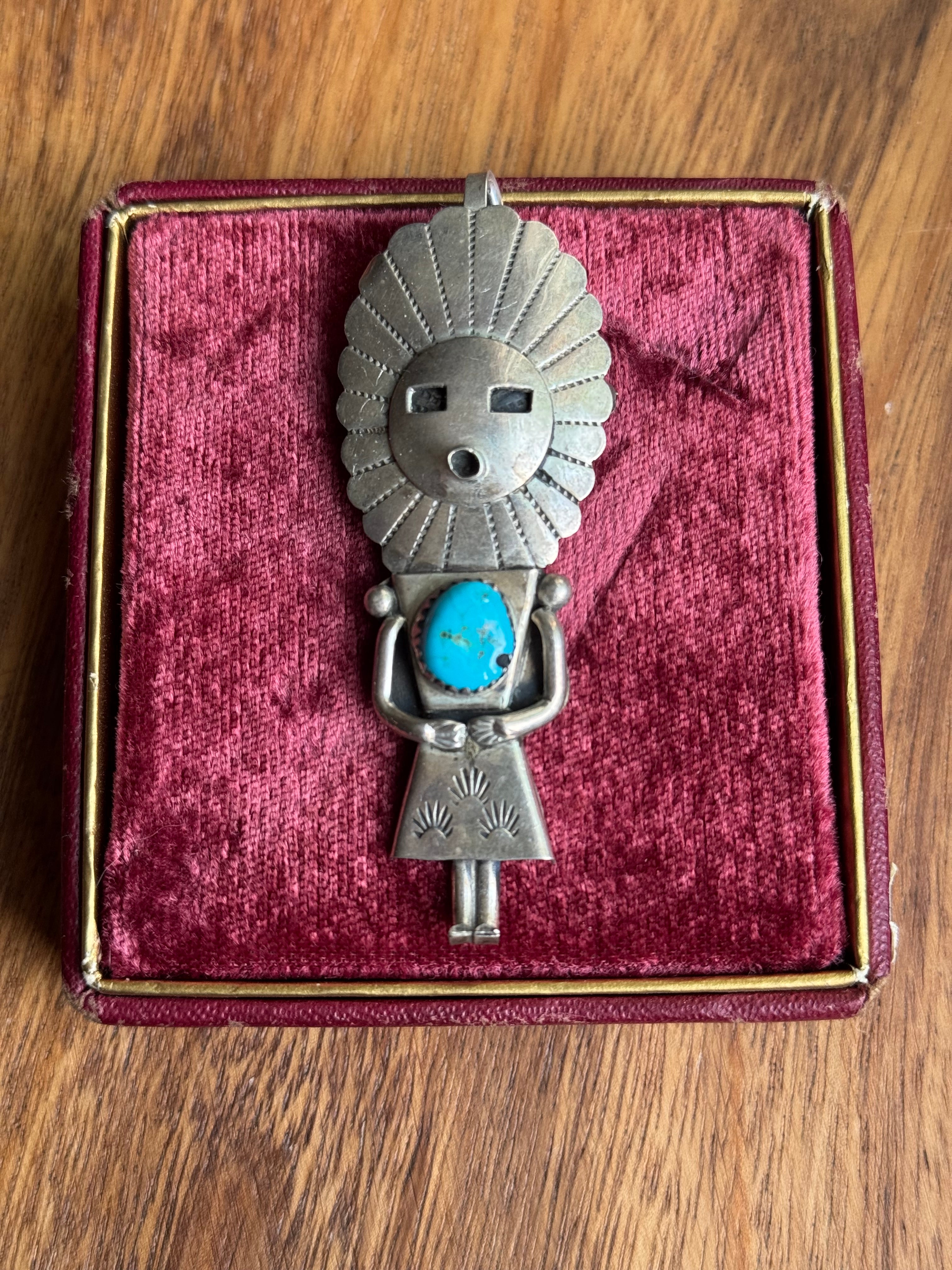 Vintage Sterling Silver Turquoise Kachina Pin/Pendant