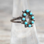Vintage Sterling Turquoise Cluster Ring 6.75