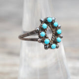 Vintage Sterling Turquoise Cluster Ring 6.75