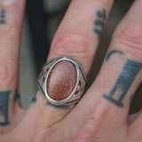 Vintage Sterling Goldstone Thunderbird Ring 8