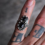 Vintage Sterling 2-Stone Onyx Ring 4.25