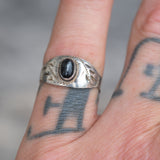 Vintage Sterling Lapis Stamped Band 7