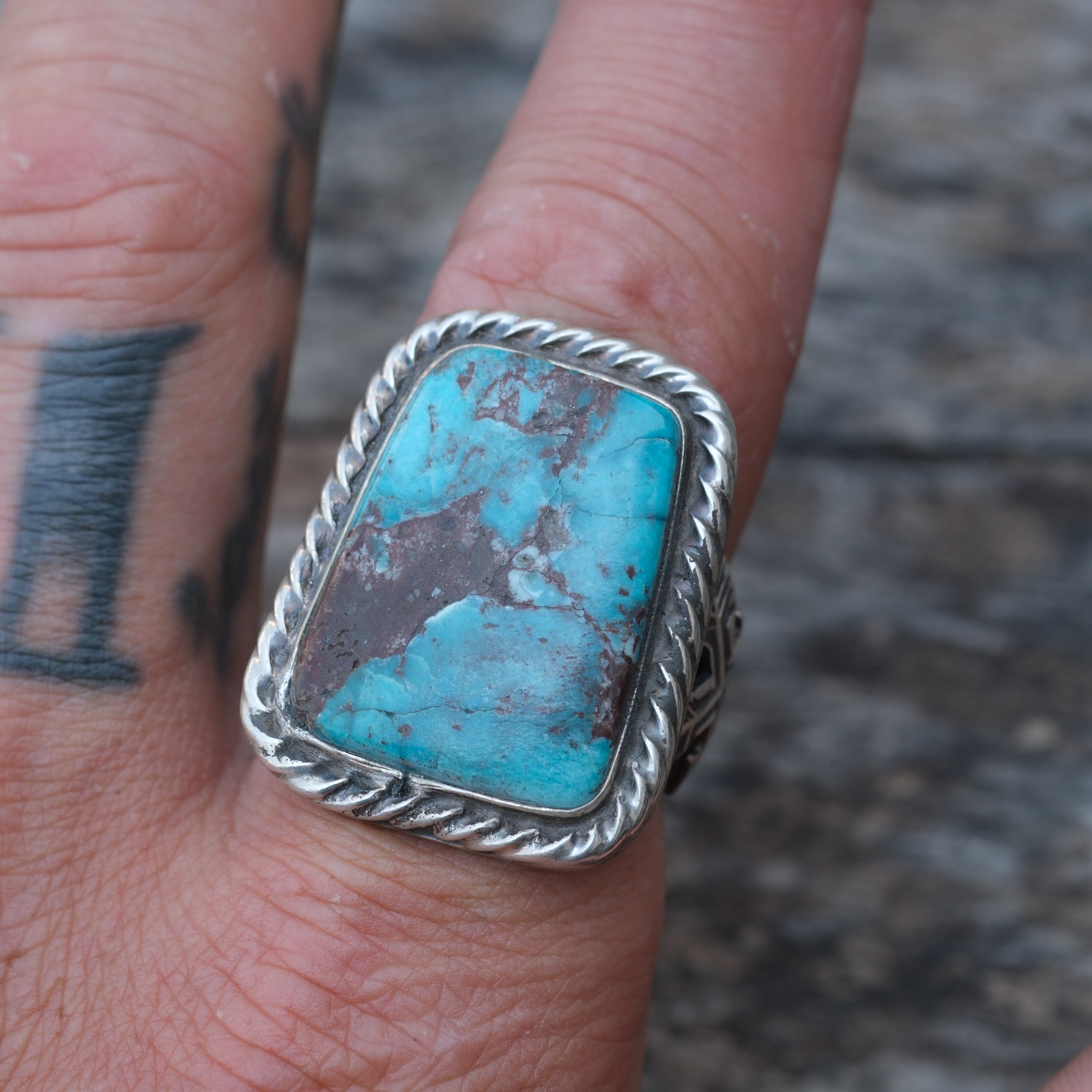 Sterling Silver BISBEE Turquoise Crossed Arrows Ring 9.25
