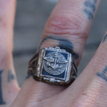 Vintage Sterling Military Signet Ring 8.5