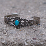 Vintage Sterling Turquoise Crossed Arrows Cuff