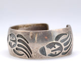 Vintage Sterling Wide Bear Paw Cuff Bracelet 6.75"