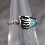 Vintage Sterling Turquoise Bear Paw Band 6.5