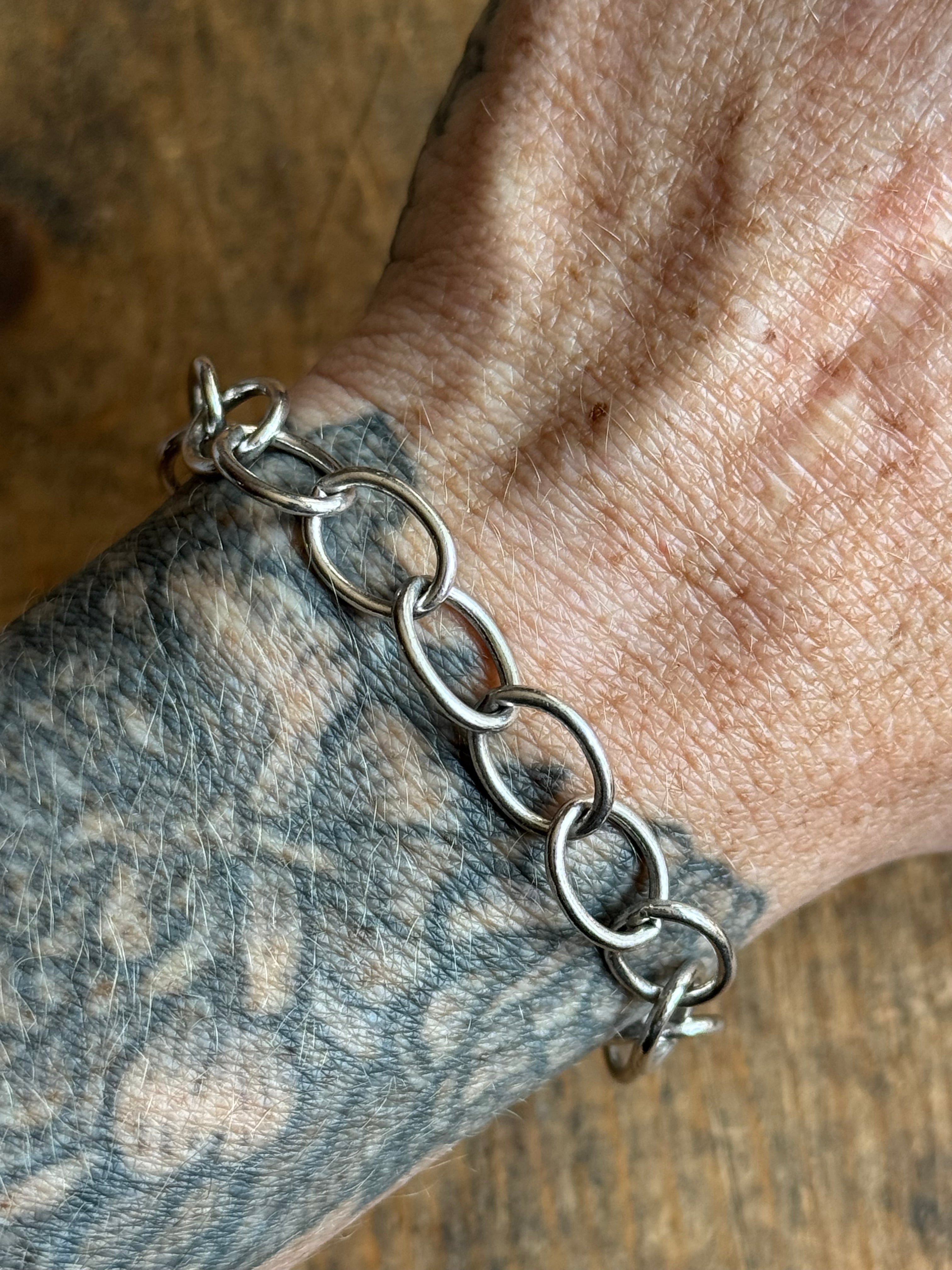 Vintage Sterling Silver 7” Oval Link Chain Bracelet