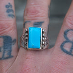 Vintage Sterling Turquoise Stamped Band Ring 11.5