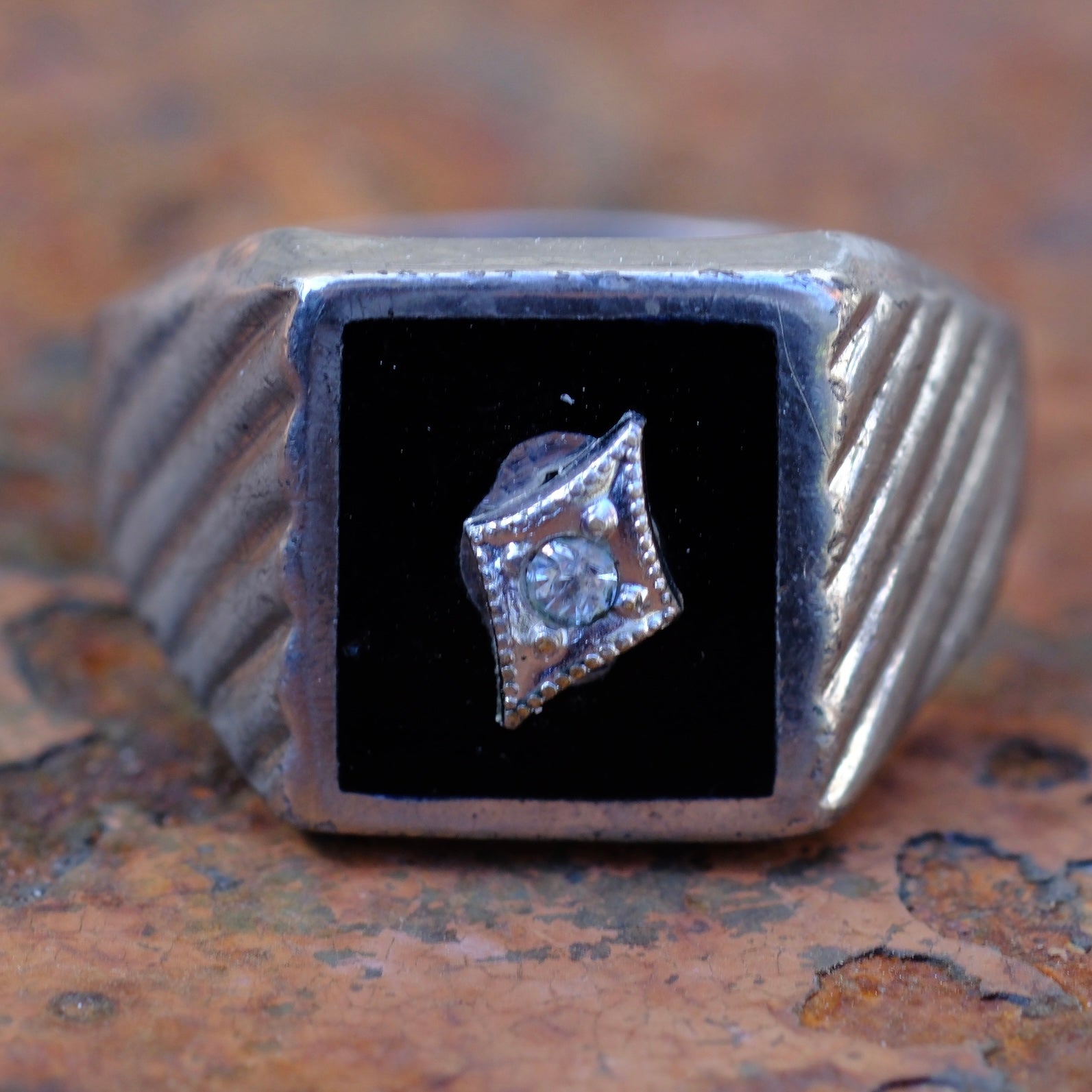Vintage Sterling CS Signet Ring 9.25