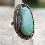 Vintage Sterling Turquoise Feather Ring 6