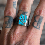 Vintage Sterling Crushed Turquoise Sunrise Ring 11.25