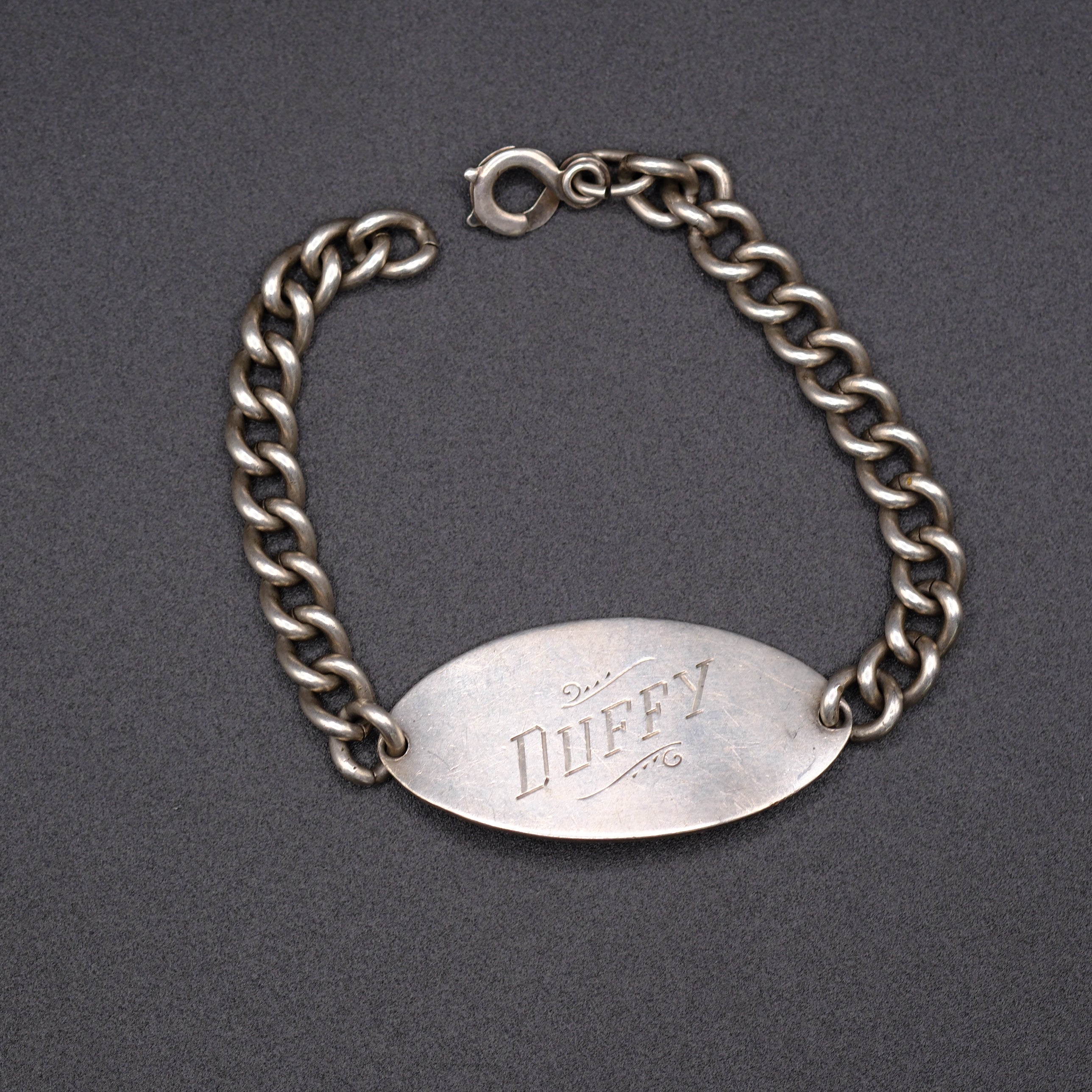 Vintage Sterling Military ID Bracelet 7"