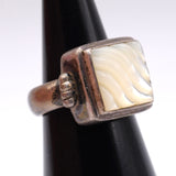 Vintage Sterling Faceted Mother OF Pearl Ring 6.5