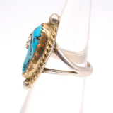 Vintage Sterling Turquoise and CZ Feather Ring 3.25