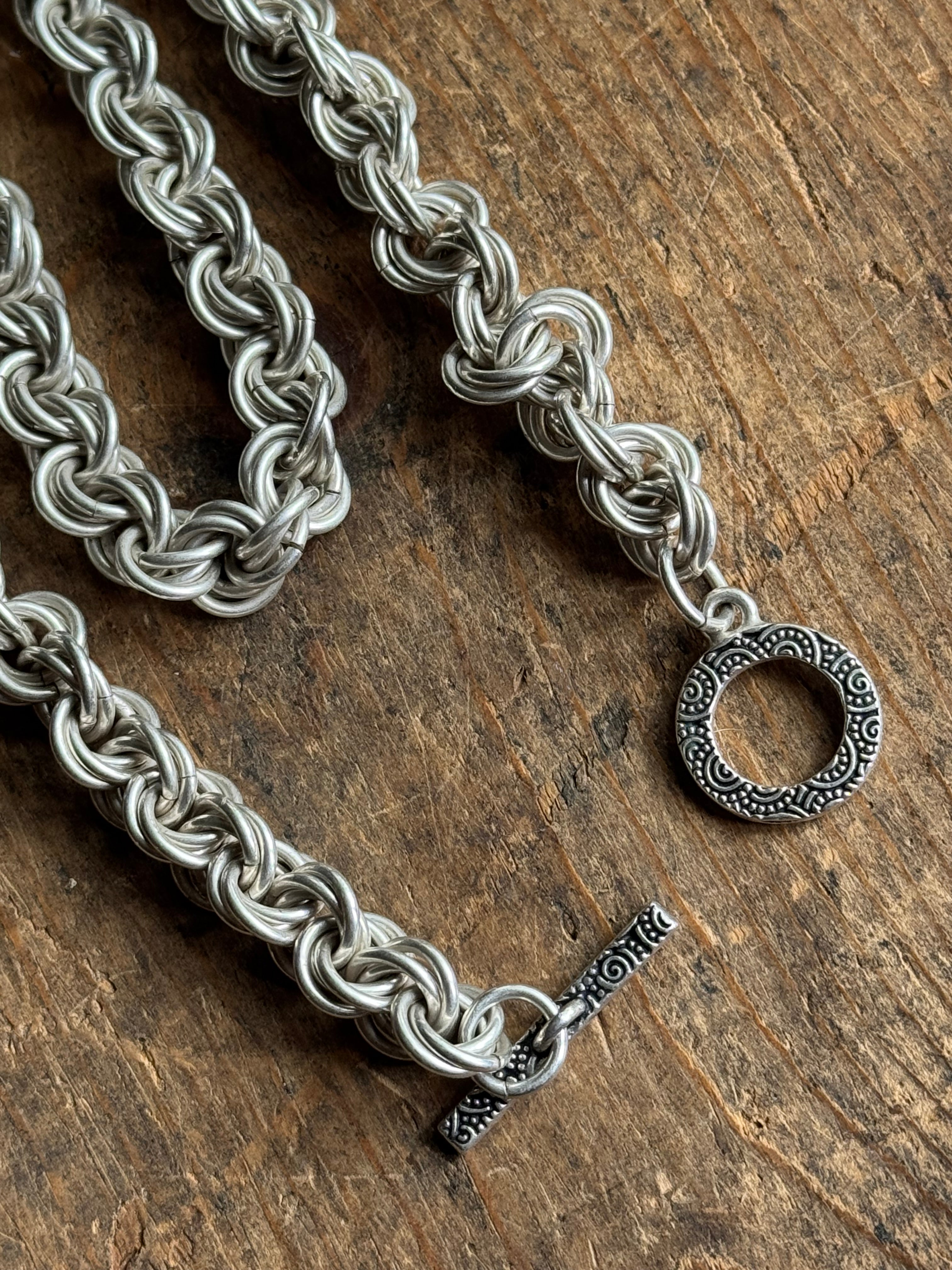 Vintage Sterling Silver 19.5” Triple Link Toggle Chain