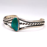 Vintage Sterling Turquoise Braided Cuff Bracelet 7"