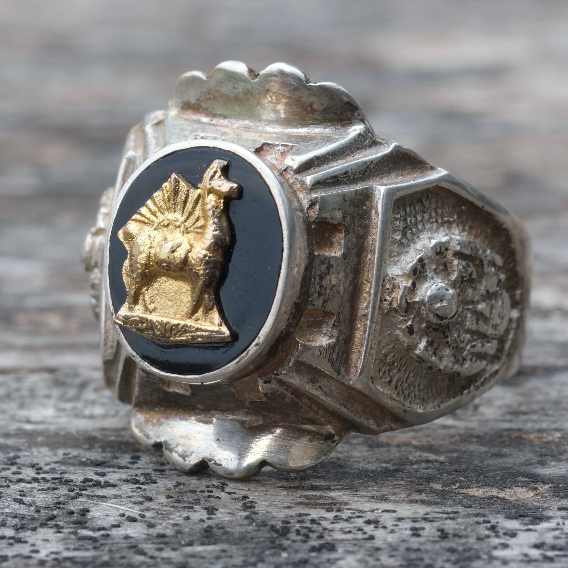 Vintage Sterling Peru Souvenir Ring 10.75