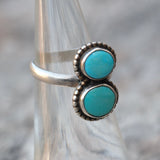 Vintage Sterling 2-Stone Turquoise Ring 4.75