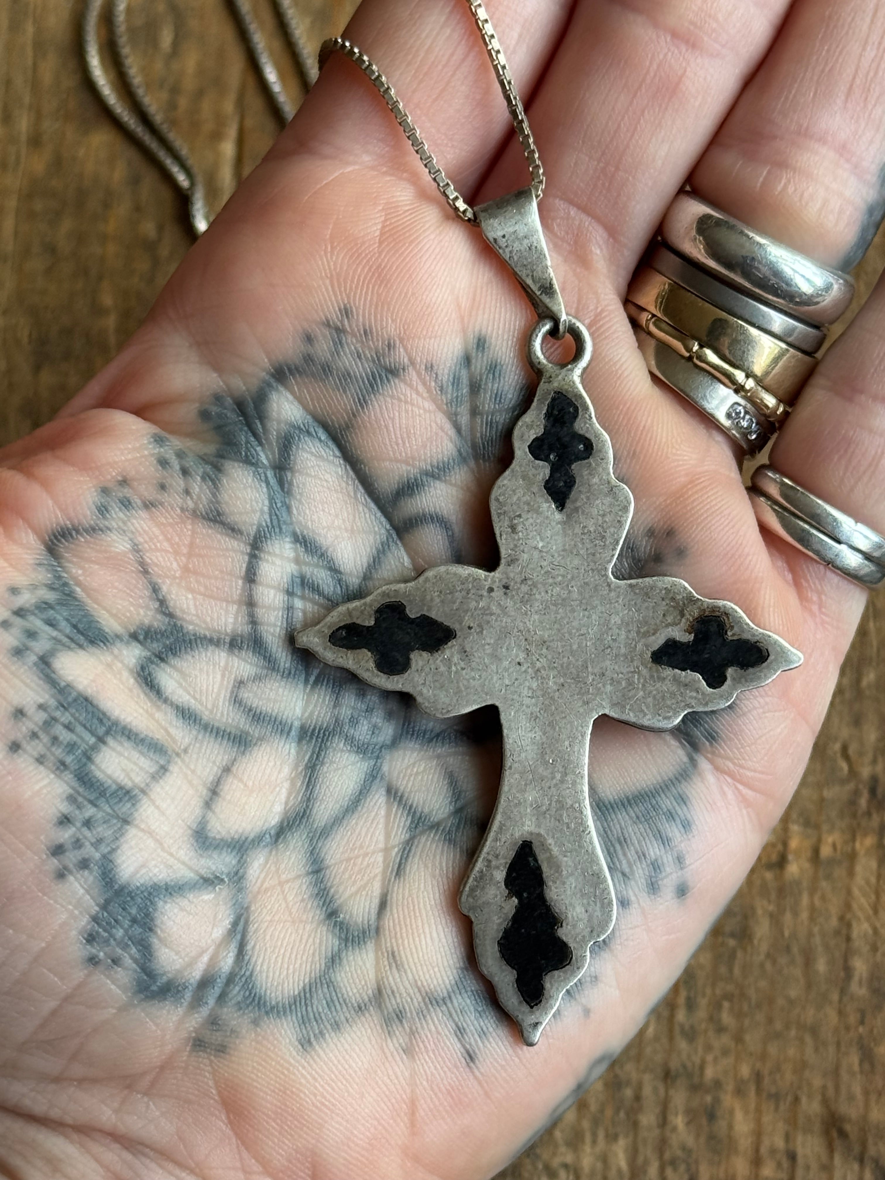 Vintage Sterling Silver Cross Necklace