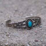 Vintage Sterling Turquoise Crossed Arrows Cuff