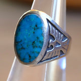 Vintage Sterling Turquoise Thunderbird Ring 7.25