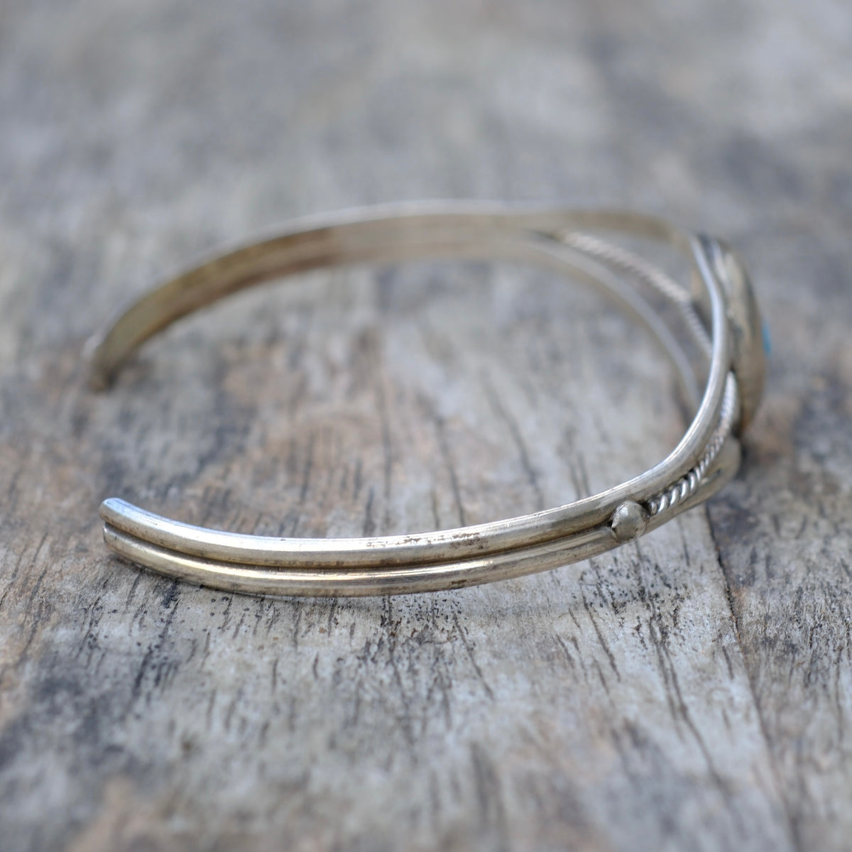 Vintage Sterling Turquoise Shadowbox Cuff Bracelet