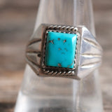Vintage Sterling Turquoise Signet Ring 10.5