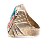 Vintage Sterling Turquoise and Coral Ring 12.25