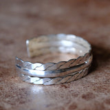 Vintage Sterling Silver Thick Braided Cuff Bracelet 7"