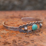 Vintage Sterling Turquoise Stamped Cuff Bracelet