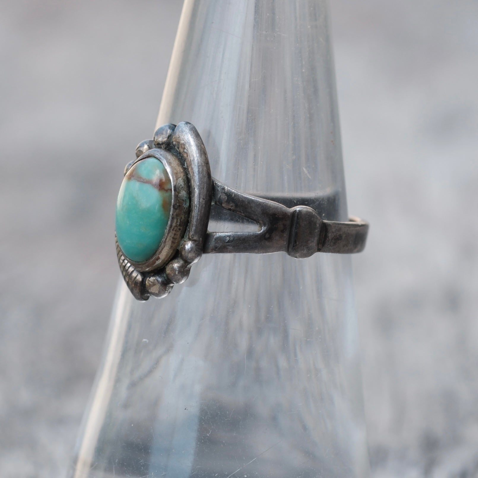 Vintage Sterling Turquoise Ring 6.75