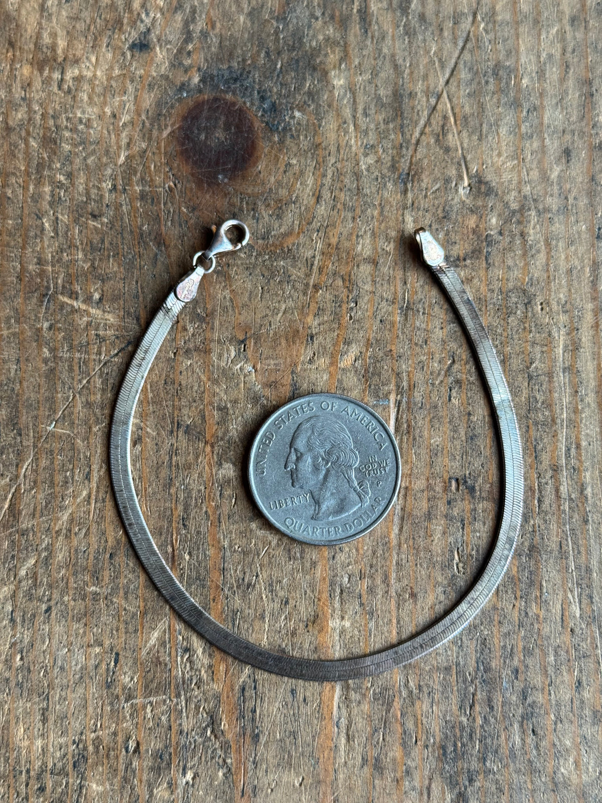 Vintage Sterling Silver Herringbone Chain Bracelet
